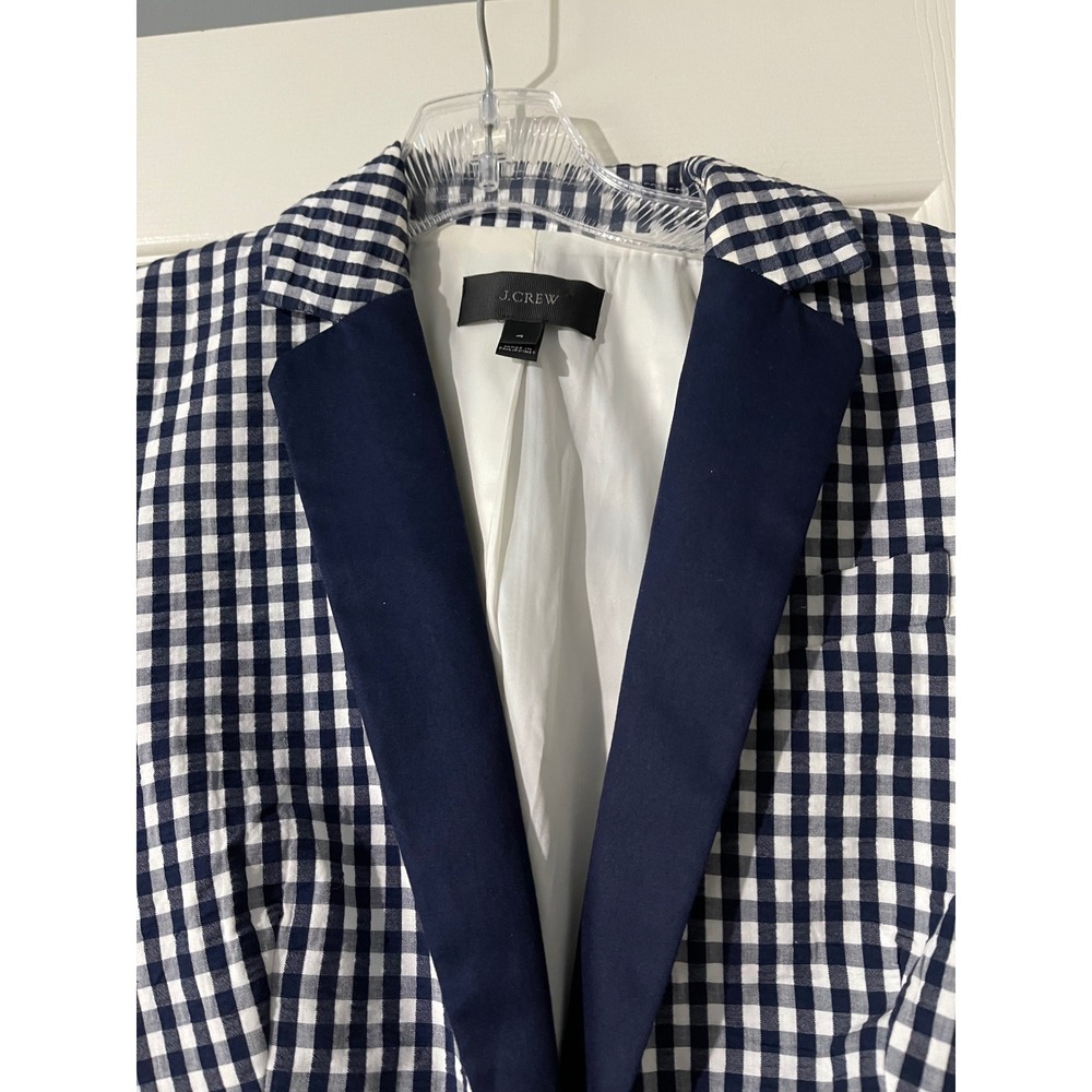 J.Crew Gingham Schoolboy Blazer Jacket Women 4 Navy Career Preppy Classic - Picture 6 of 11